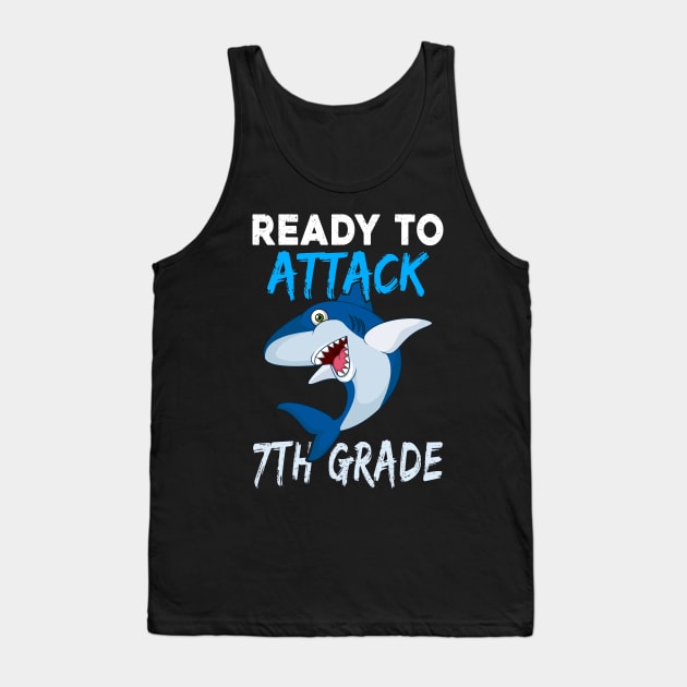 Shark Kids Ready To Attack 7Th Grade Boys Back To School Tank Top by kateeleone97023